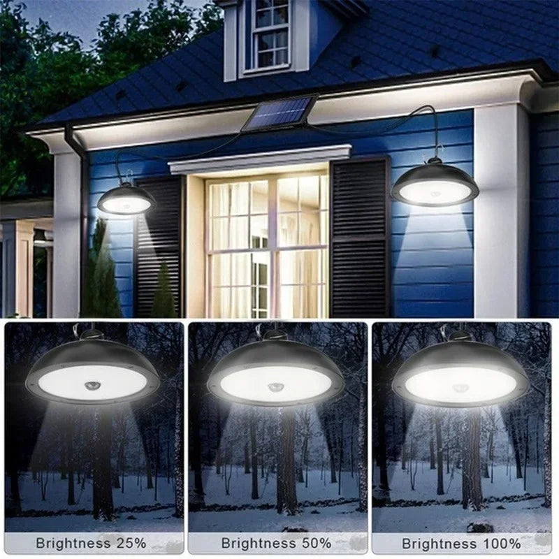Axyaa Solar Outdoor Chandelier, Waterproof LED Pendant Light with Remote Control