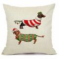 Axyaa Christmas Sausage Style Cushion Cover | Festive Dog Decorative Pillow Cover 45x45cm