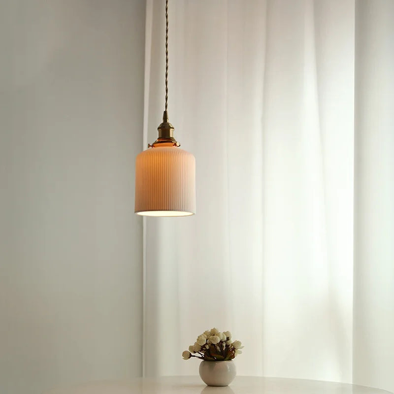 Axyaa White Ceramic Chandelier LED Pendant Light Fixture for Kitchen Decor
