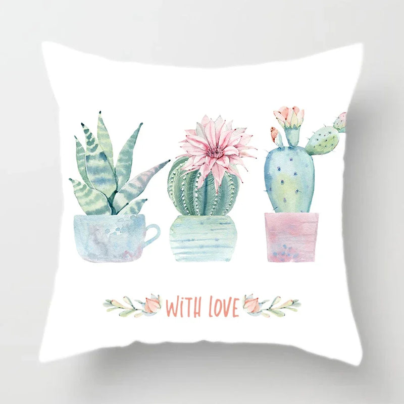 Axyaa Watercolor Cactus Flower Pillow Case 45x45cm