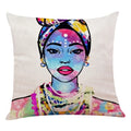 Axyaa African Women Face Print Cushion Cover - 45x45cm Home Decor Pillowcase
