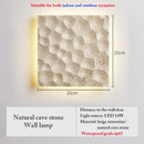 Axyaa Travertine Stone Wall Sconce Light for Indoor/Outdoor, Natural Stone Lamp for Home and Garden