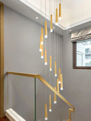 Axyaa Nordic Loft Rotating Wooden Chandelier - LED Staircase Pendant Light