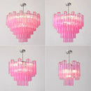 Axyaa Clear Pink Glass Tube Chandelier Luxury Ceiling Pendant Light