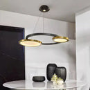 Axyaa Minimalist Glass Multi Ring Chandelier - Dimmable Living Room Lighting