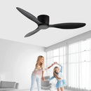 Axyaa Modern Black White Ceiling Fan Low Floor DC Motor 30W With Remote Control