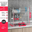 Axyaa Stainless Steel Plate Rack Holder for Over the Sink, Kitchen Tableware Organizer