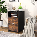 Axyaa Wood File Cabinet with Lock, 2 Drawers, Storage Shelf, Printer Stand & Wheels