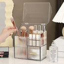 Axyaa Clear Makeup Organizer with Drawer and Lid - Cosmetic Storage Box