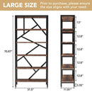 Axyaa 71" Industrial Wood Open Bookshelf Shelving Unit Organizer Rack