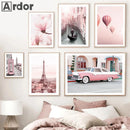 Axyaa Paris Tower Coffee Old Car Canvas Art Nordic Posters Bedroom Wall Decor