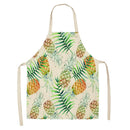 Axyaa Tropical Pineapple Flowers Adult Bib Apron - Green Palmetto Plant Kitchen Apron