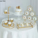 Axya Double Layer Cake Rack with Snack Trays, Dessert Plates, and Donut Stands