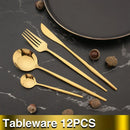 Axyaa Black Gold Stainless Steel Dinnerware Cutlery Set for Dining, Wedding & Restaurant