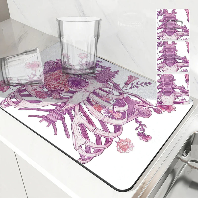 Axyaa Halloween Diatom Mud Kitchen Drain Pads Set for Tableware & Coffee Machine