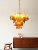 Axyaa Murano Glass Petal Chandeliers: Vintage Italian Pendant Lights for Living Room, Bedroom, Dining Table