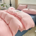 Axyaa Solid Color Cotton 4-Piece Set: Mattress, Bed Sheet, Quilt Cover - Super Soft