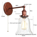Axyaa Loft Rustic Clear Glass LED Wall Light - Industrial Style Iron Wall Lamp
