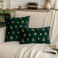 Axyaa Sequin Christmas Tree Embroidery Pillowcase - Festive Snowflake Plush Cushion Cover
