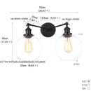 Axyaa Glass Black LED Wall Sconce 2 Heads Vintage Bedroom Bathroom Light