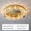 Axyaa Crystal Ceiling Light Fixture LED Chandelier for Bedroom, Modern Steel Design