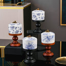 Axyaa Retro Floral Ceramic High-Footed Dessert Bowl - Creative Tableware