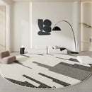 Axyaa Soft Fluffy Black White Carpet: Minimalist Decor for Living Room, Plush Large Round Rug