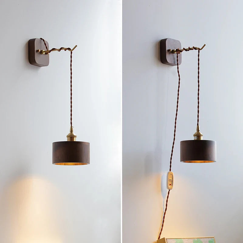 Axyaa Walnut Wooden LED Wall Lights Fixture Modern Indoor Lighting Nordic Wandlamp