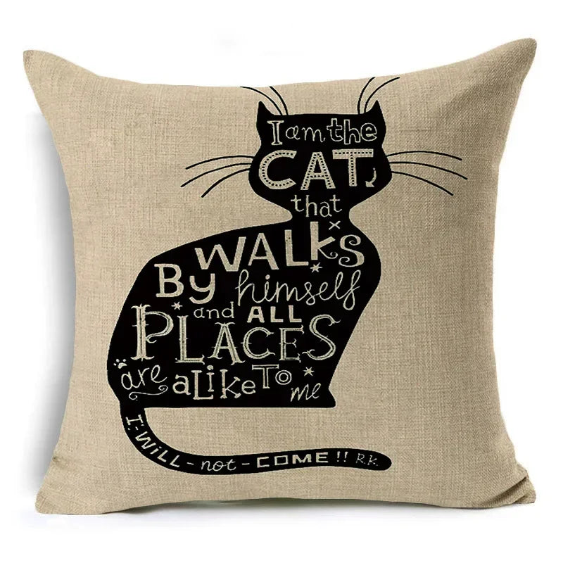 Axyaa Retro Cat Pillow Cover for Sofa Decor, Boho Style Pillowcase