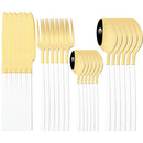 Axyaa 24-Piece Black Stainless Steel Cutlery Set Flatware Tableware Silverware Kit