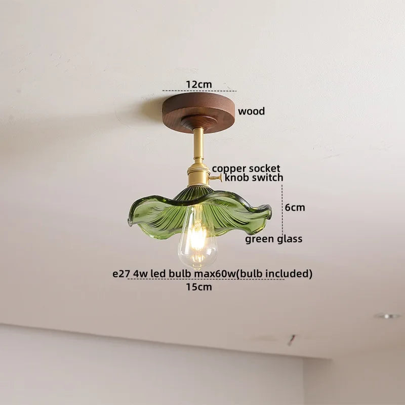 Axyaa Green Glass LED Ceiling Lights for Modern Indoor Lighting