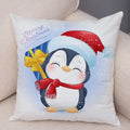 Axyaa Santa Little Penguin Pillowcase 45x45cm Merry Christmas Deer Cushion Cover