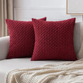 Axyaa Red Corduroy Cushion Cover for Home Sofa Bed - Soft Solid Pillowcase