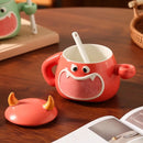Axyaa Elegant Ceramic Cup with Lid, Spoon - Funny High-Aesthetic Water Mug Gift