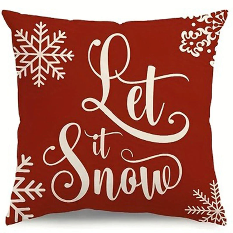 Axyaa Red Snowflake Christmas Tree Pillowcover for Festive Living Room Decor