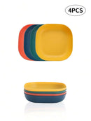 Axyaa Square Plastic Dessert Plates Set of 4, Durable Tableware for Camping & Picnics
