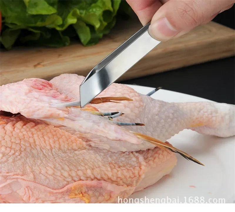 Axya Stainless Steel Fish Bone Tweezers with Flat Oblique Mouth - Seafood & Poultry Tool