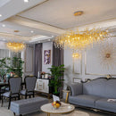 Gold Crystal Ceiling Chandelier for Dining Living Room Luxury by Axyaa