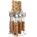 Axyaa 24Pcs Bamboo Handle Stainless Steel Cutlery Set Creative Dinnerware
