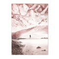 Axyaa Pink Beach Sunset Lake Mountain Canvas Wall Art Nordic Decor