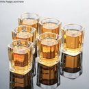Axya Spirit Glass Set with Wooden Cup Holder - Branded Liquor Glasses & Shot Glasses