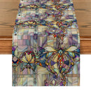 Geometric Color Block Table Runner by Axyaa: Farmhouse Dining Decor, Washable Long Cloth