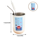 Axyaa Stainless Steel Double Wall Milk Coffee Mug with Straw - Portable & Anti-Scalding