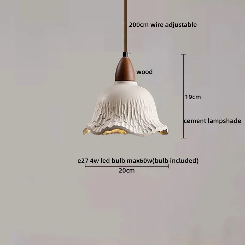 Axyaa LED Pendant Lights Modern Style Cement Wood Hanging Lamp