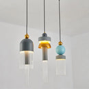 Axyaa Nordic Glass Iron Pendant Lights, Blue Gray Minimalist Bar Table Lamp