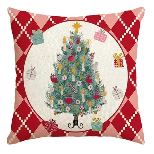 Christmas Nutcracker Decoration Pillowcase Set - Axyaa Branded Festive Tree Printed Cushion Suite