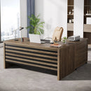 Axyaa Executive L-Shaped Desk with Mobile File Cabinet and Storage Shelves