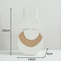 Axyaa Geometric Stripes Ceramic Vase: Desk & Room Decor with Artificial Flowers