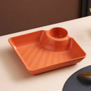 Axyaa Large Square Divided Dumpling Plate & Vinegar Space Organizer