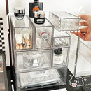 Axyaa Acrylic Makeup Storage Box Set with Drawer & Cotton Swab Organizer